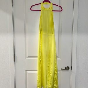 Medium, yellow, silk midi dress.